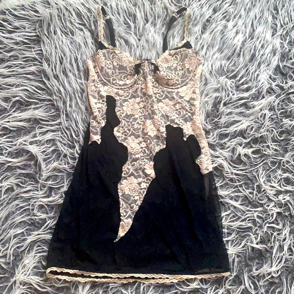 Fredrick’s Of Hollywood Sheer Lace Slip Dress Chemise